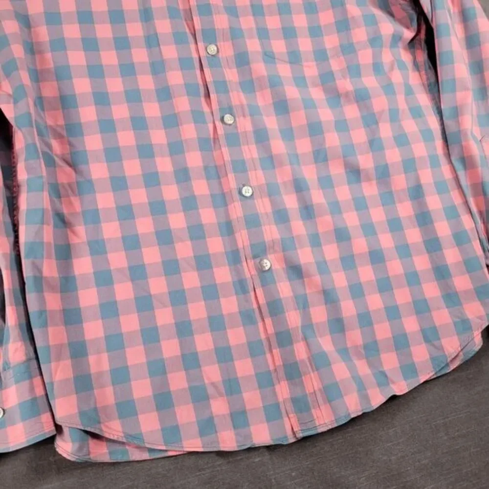 J Crew Vintage Pink Gray Plaid‎ Long Sleeve Button Up Shirt Mens Size Large